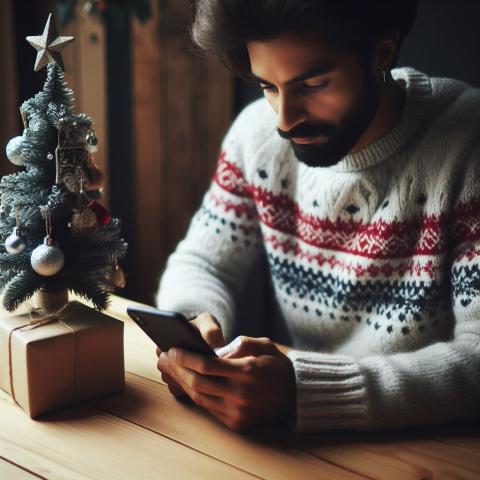 Person som skriver ett julmeddelande