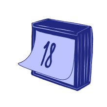 En illustrerad kalender i blått